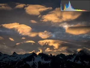grotendeels donker beeld betekent dat het histogram naar links valt